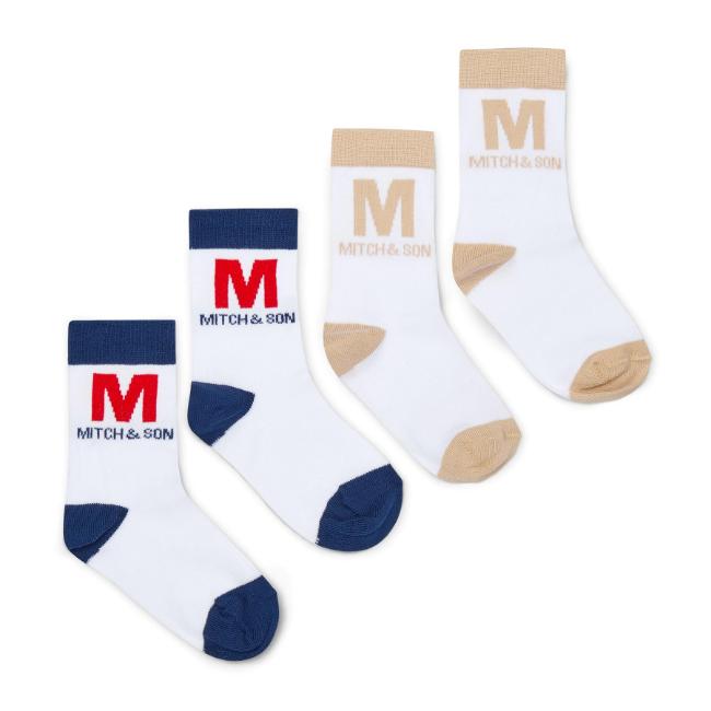 Picture of Mitch & Son JNR Paden M Logo Sock X 2 - Bright White