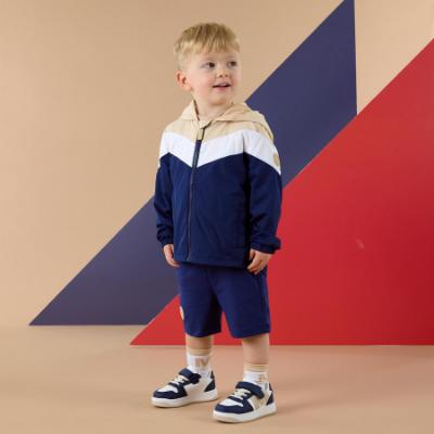 Picture of Mitch & Son JNR Peter Hooded Colour Block Jacket - Stone Beige