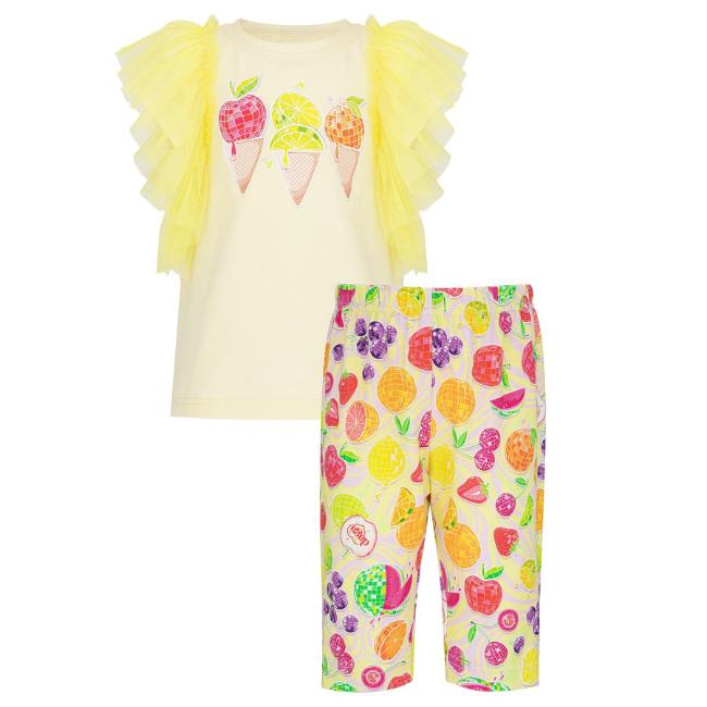 Picture of PRE ORDER Daga Girls Tutti Fruitti Top & Leggings Set X 2 - White Yellow