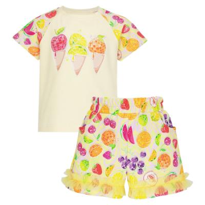 Picture of PRE ORDER Daga Girls Tutti Fruitti Top & Print Shorts Set X 2 - White Multi