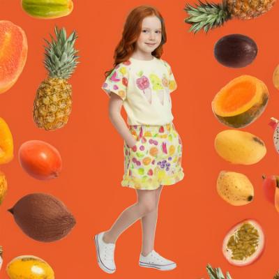 Picture of PRE ORDER Daga Girls Tutti Fruitti Top & Print Shorts Set X 2 - White Multi