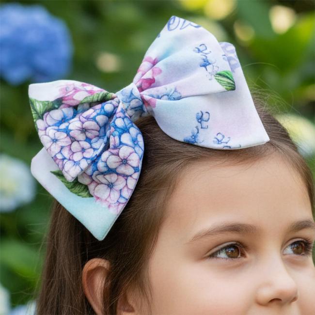 Picture of PRE ORDER Daga Girls Pastel Bloom Fabric Bow Hair Clip X 1 - Blue Pink