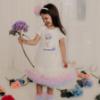Picture of PRE ORDER Daga Girls Pastel Bloom Swan Tulle Hem Dress - White Pink Blue