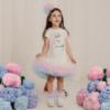 Picture of PRE ORDER Daga Girls Pastel Bloom Swan Tulle Hem Dress - White Pink Blue