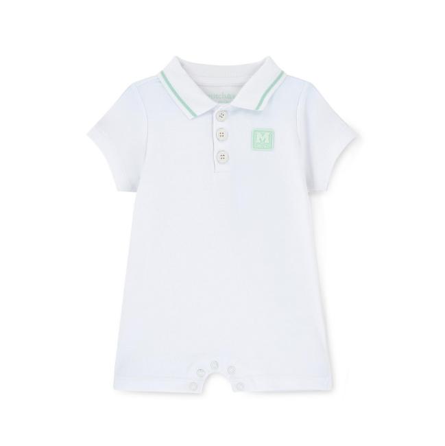 Picture of Mitch & Son Mini Nash Polo Romper -  White Green