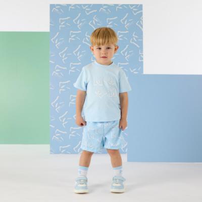 Picture of Mitch & Son Oake T-Shirt & Osmar AOP Swim Shorts Set X 2 - Sky Blue