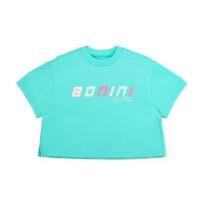 Picture of Bonini by A* Dee Shine Cropped Logo T-Shirt - Aruba Blue