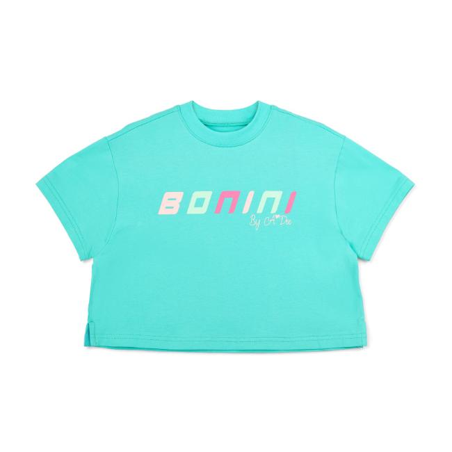 Picture of Bonini by A* Dee Shine Cropped Logo T-Shirt - Aruba Blue