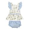 Picture of PRE ORDER Miranda Baby Girls Bunny & Gingham Dress & Panties Set - White Blue