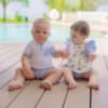 Picture of Miranda Baby Boys Bunny & Gingham Romper - White Blue