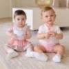 Picture of Miranda Baby Girls Floral & Gingham Jam Pant Set - White Pink