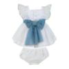 Picture of PRE ORDER Miranda Baby Girls Plumetti Ruffle Dress & Panties Set X 2 - White Blue