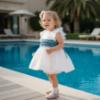 Picture of PRE ORDER Miranda Baby Girls Plumetti Ruffle Dress & Panties Set X 2 - White Blue