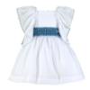 Picture of PRE ORDER Miranda Girls Plumetti Ruffle Dress - White Blue