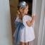 Picture of PRE ORDER Miranda Girls Plumetti Ruffle Dress - White Blue