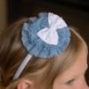 Picture of PRE ORDER Miranda Girls Rosette Headband/Hair Clip - Blue White