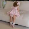 Picture of Miranda Baby Girls Check & Floral Ruffle Dress & Panties Set X 2 - White Pink
