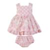 Picture of Miranda Baby Girls Check & Floral Ruffle Dress & Panties Set X 2 - White Pink