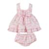 Picture of Miranda Baby Girls Check & Floral Ruffle Dress & Panties Set X 2 - White Pink