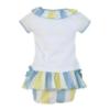 Picture of Miranda Baby Girls Stripe Ruffle Jam Pant Set X 2 - White Lemon Blue
