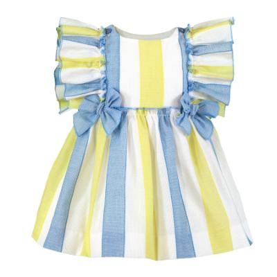 Picture of Miranda Baby Girls Stripe Ruffle Dress - White Lemon Blue