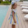 Picture of Miranda Girls Wide Stripe Ruffle Dress - White Lemon Blue