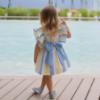 Picture of Miranda Girls Wide Stripe Ruffle Dress - White Lemon Blue