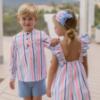 Picture of Miranda Girls Double Ruffle & Bow Dress - Multi Stripe