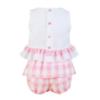 Picture of PRE ORDER Miranda Baby Girls Check Skirted Jam Pant Set X 2 - White Pink