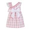 Picture of PRE ORDER Miranda Girls Ruffle Shoulder Check Dress - White Pink