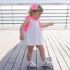 Picture of PRE ORDER Miranda Baby Girls Fluor Gingham Ruffle Dress - White Neon Pink
