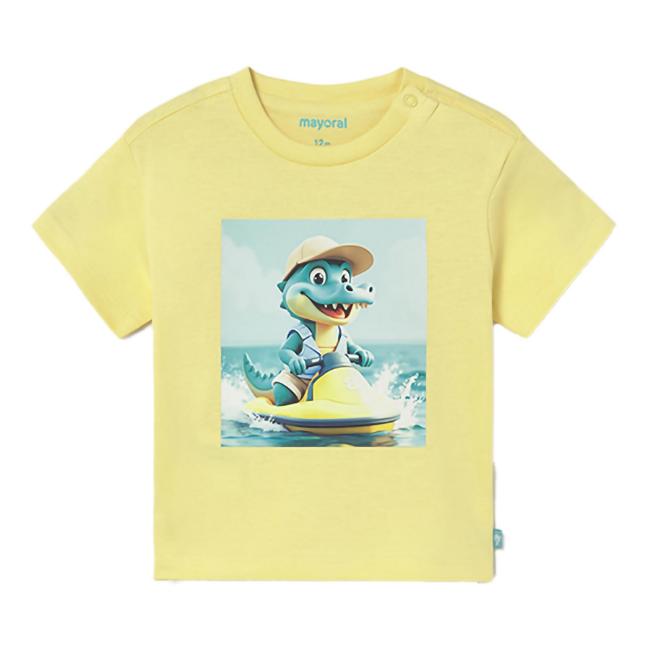 Picture of Mayoral Toddler Boys Summer Crocodile Print T-Shirt - Yellow Aquamarine
