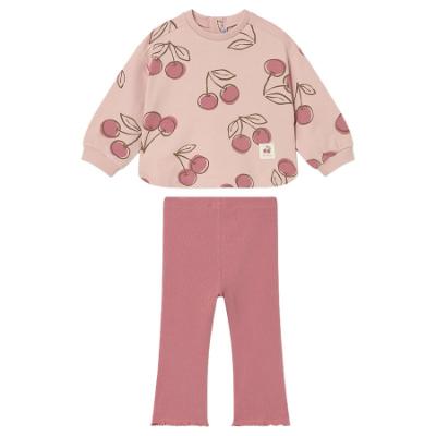 Picture of Mayoral Toddler Girls Summer Cherry Print Sweater & Flared Leggings Set X 2 - Pink