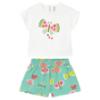 Picture of Mayoral Toddler Girls Summer Top & Butterfly Print Shorts Set X 2 - White Turquoise