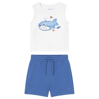 Picture of Mayoral Toddler Boys Summer Fish Print Top & Shorts Set X 2 - White Blue