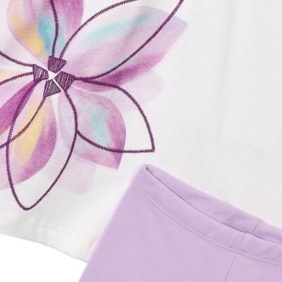 Picture of Mayoral Girls Summer Tunic & Legging Set X 2 - Cream Lilac