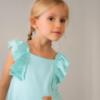 Picture of Mayoral Girls Summer Ruffle Dress With Applique - Blue
