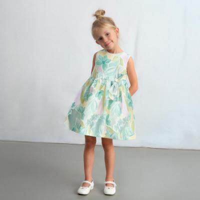 Picture of PRE ORDER Mayoral Girls Summer Dress With Fixed Bow Front - Lake Green