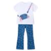 Picture of Mayoral Girls Summer Handbag Top & Flared Heart Legging Set X 2 - White Blue