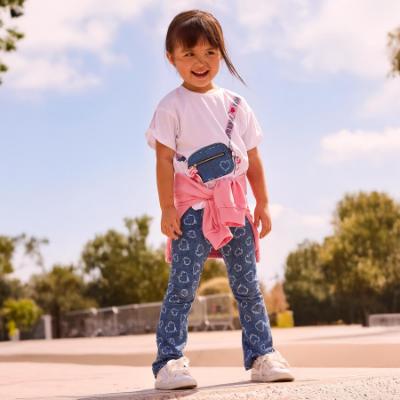 Picture of Mayoral Girls Summer Handbag Top & Flared Heart Legging Set X 2 - White Blue