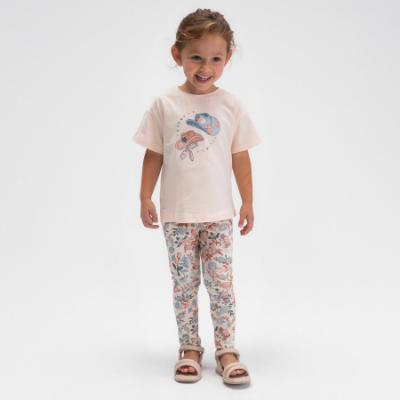 Picture of Mayoral Girls Summer Cowboy Hat Top & Floral Legging Set X 2 - Beige Blue
