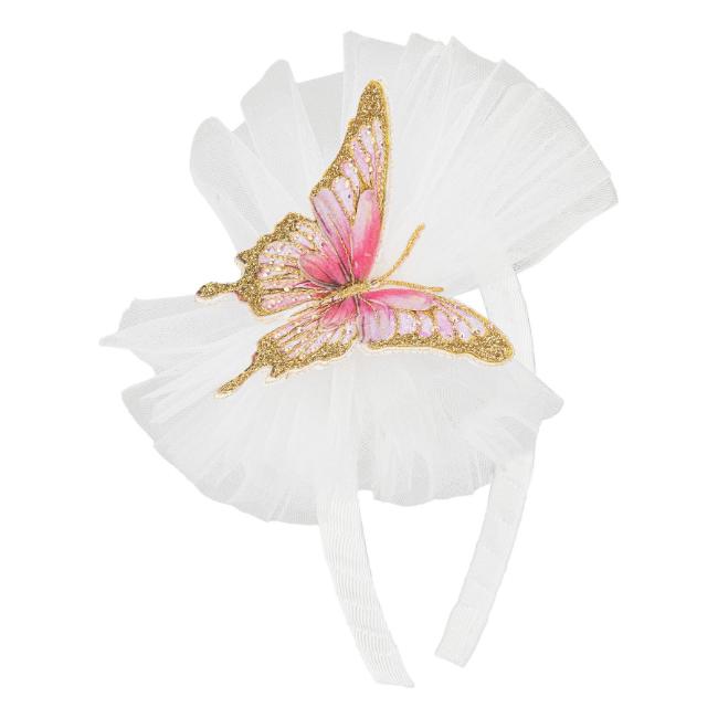 Picture of PRE ORDER Daga Girls Twinkle Flight Tulle With Butterfly Hairband - White Beige
