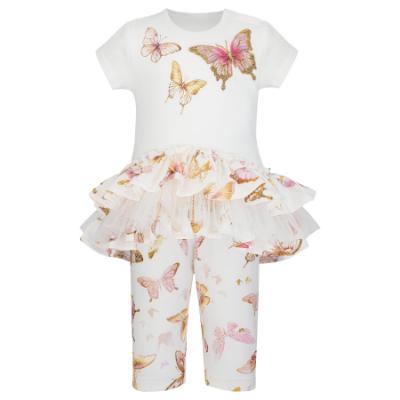 Picture of PRE ORDER Daga Baby Girls Twinkle Flight Tunic & Leggings Set X 2 - White Beige