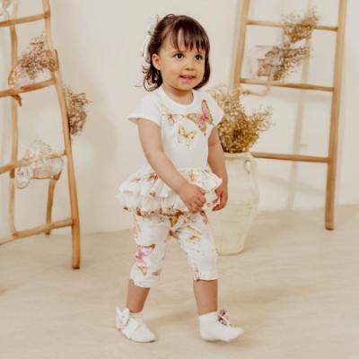 Picture of PRE ORDER Daga Baby Girls Twinkle Flight Tunic & Leggings Set X 2 - White Beige