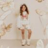 Picture of PRE ORDER Daga Girls Twinkle Flight Applique & Tulle Sweater & Tulle Ruffles Shorts Set X 2 - White Beige