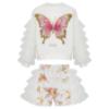 Picture of PRE ORDER Daga Girls Twinkle Flight Applique & Tulle Sweater & Tulle Ruffles Shorts Set X 2 - White Beige