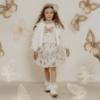 Picture of PRE ORDER Daga Girls Twinkle Flight Applique & Tulle Top & Tulle Ruffle Skirt Set X 2 - White Beige