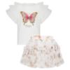 Picture of PRE ORDER Daga Girls Twinkle Flight Applique & Tulle Top & Tulle Ruffle Skirt Set X 2 - White Beige
