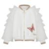 Picture of PRE ORDER Daga Girls Twinkle Flight Jacket With Tulle Ruffle Sleeves - White Beige