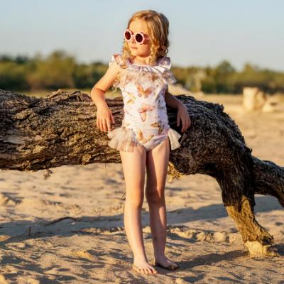 Picture of PRE ORDER Daga Girls Twinkle Flight Print Swimsuit With Tulle - Beige Multi